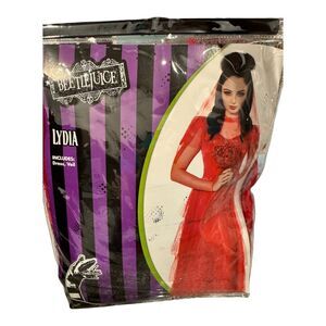 Beetlejuice Lydia Deets Adult Wedding Dress‎ Red Bride Women's Medium 8-10